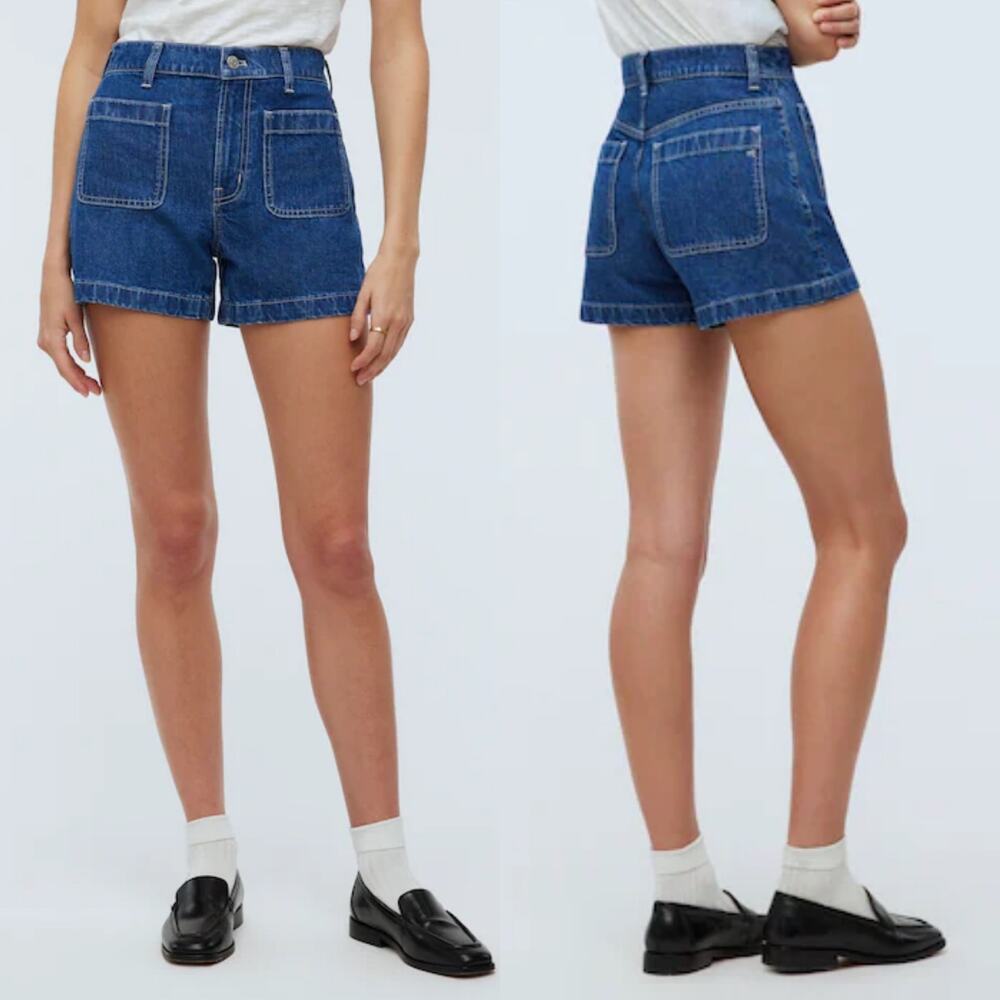 Madewell Dark Blue Denim High-Rise Jean Shorts